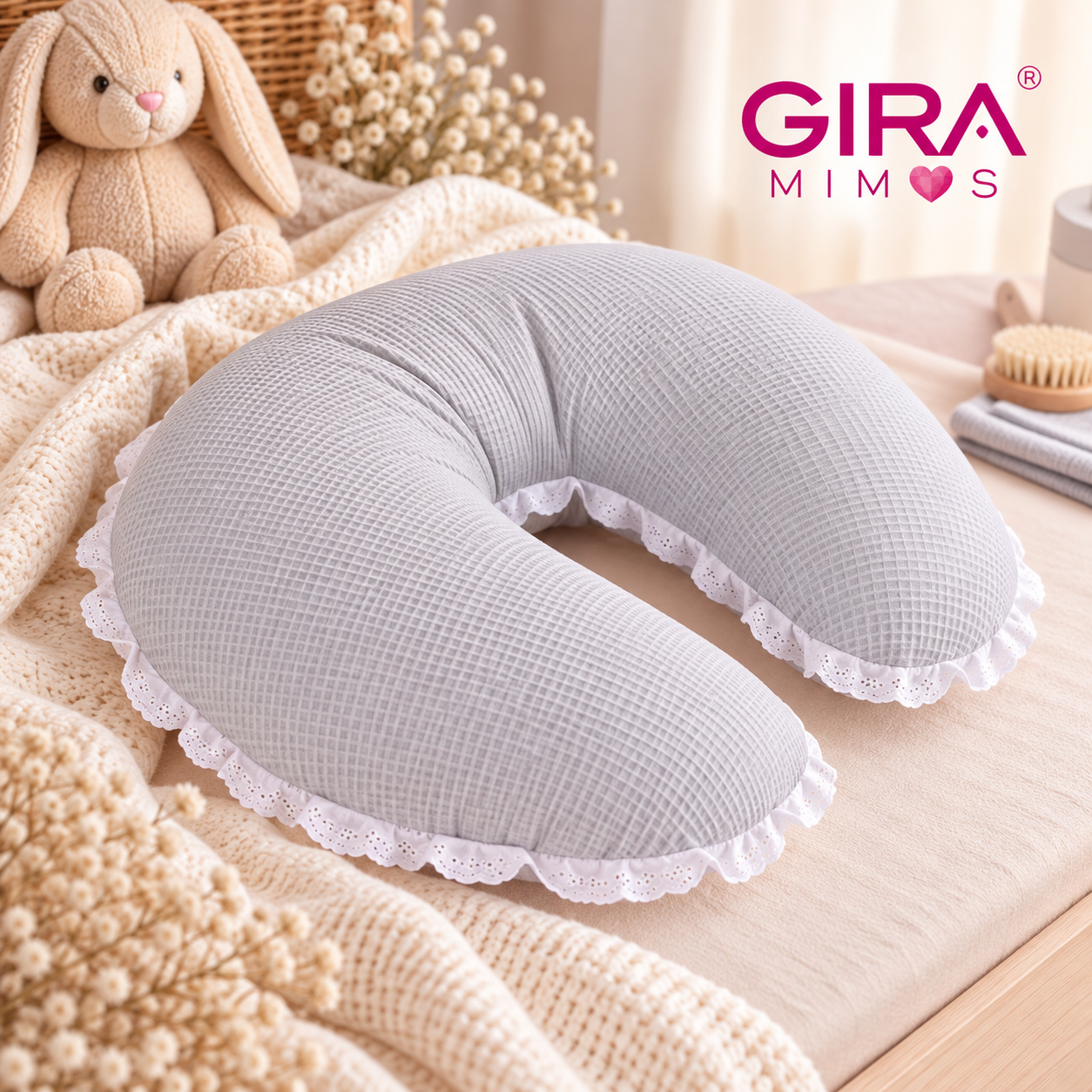 Almofada de Amamentação Waffle com Renda 🤱💕 - Image 2
