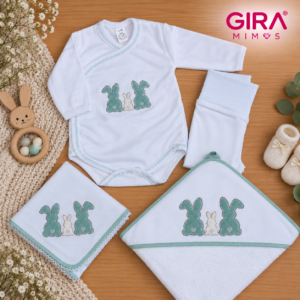 Enxoval para Bebé – Coleção 3 Coelhinhos – Verde