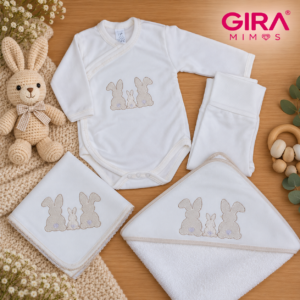 Enxoval para Bebé – Coleção 3 Coelhinhos – Pérola